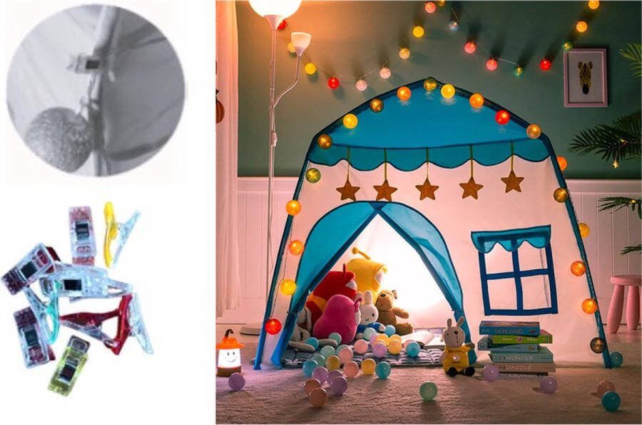 Kruzzel Speeltent XL met LED verlichting en Clips Tent Blauw