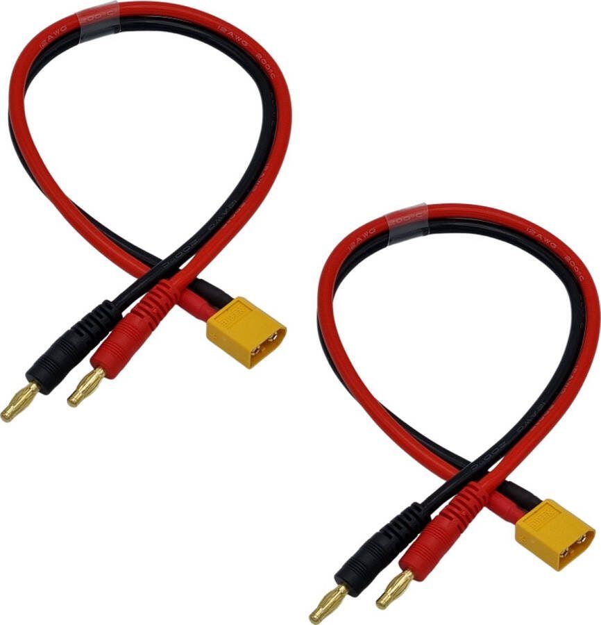 KRYLANSO 2x Laadkabel 1x Bananenstekker 4 mm 1x XT60-stekker 30.00 cm 12AWG