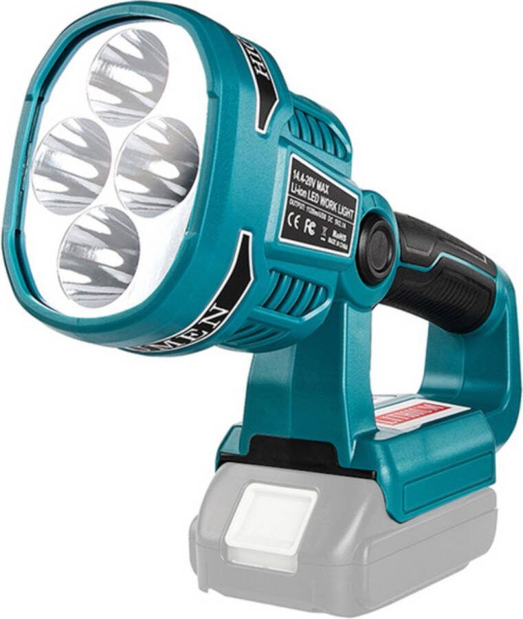 KRYLANSO LED Lamp voor Makita Gereedschapsaccu's 14.4V-18V Li-Ion USB-interface: 5V 2.1A Verstelbare Lampkop Compact en Hanteerbaar 12 Watt 1120 Lumen (geleverd zonder accu en lader)
