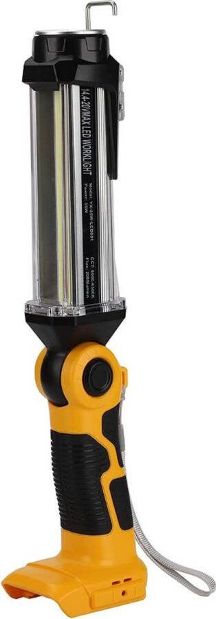 KRYLANSO LED Lamp voor DeWalt 14.4V 18V 20V XR accu USB Powerbank functie incl. Gereedschap houder Verstelbare Lampkop Compact en Hanteerbaar 35 Watt 2000 Lumen (geleverd zonder accu en lader)