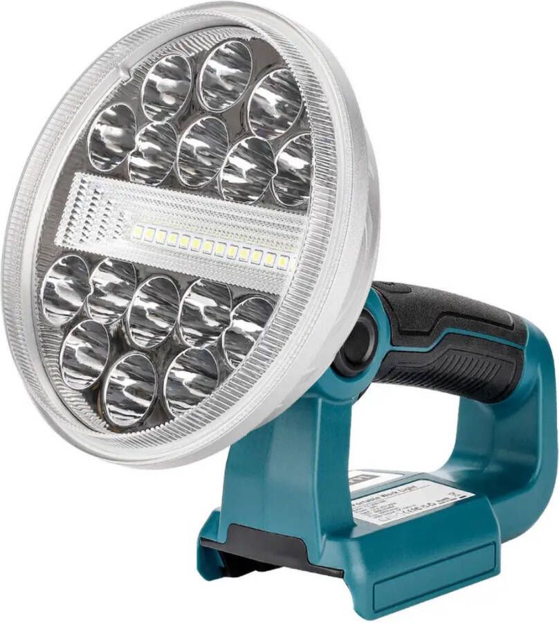 KRYLANSO LED Lamp voor Makita Gereedschapsaccu's 14.4V-18V Li-Ion USB-interface: 5V 2.1A Verstelbare Lampkop Compact en Hanteerbaar 30 Watt 2000 Lumen (geleverd zonder accu en lader)