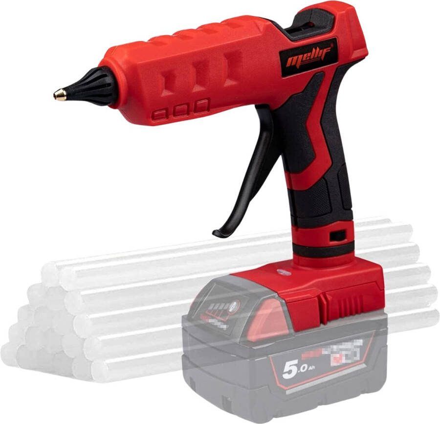 KRYLANSO Mellif Draadloos Lijmpistool voor Milwaukee M18 Gereedschapsaccu's 18V Incl. 20 lijmsticks 100 Watt Gratis veiligheidshandschoenen (geleverd zonder accu en lader)