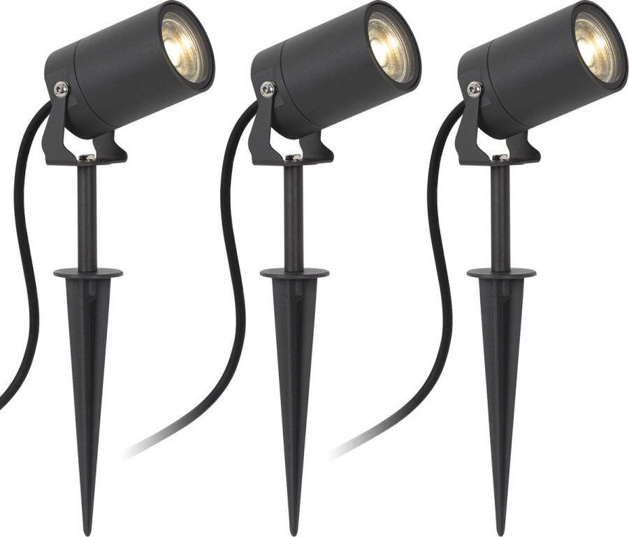 KS Verlichting 3 x Stark tuin spot inclusief snoer & stekker