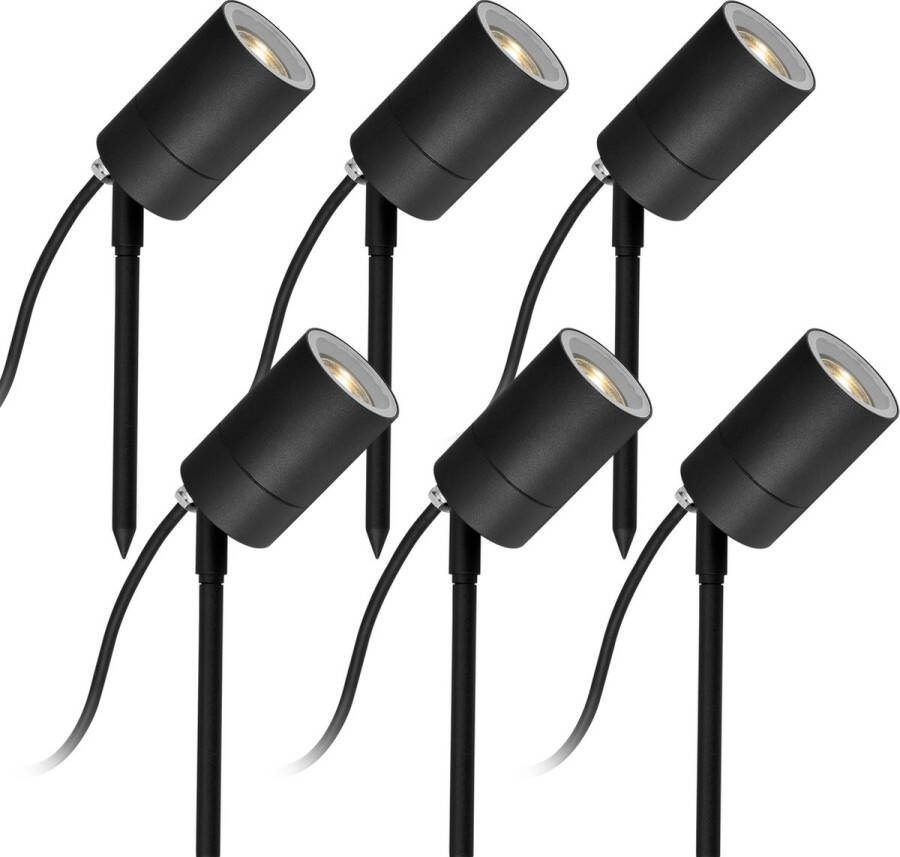 KS Verlichting 6x LED Pin Tuinspot Zwart