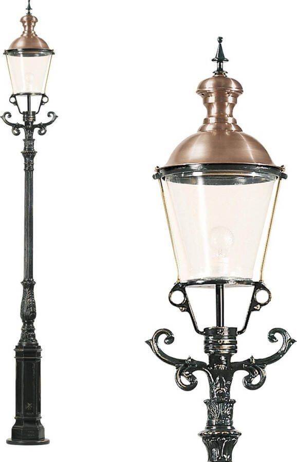 KS Verlichting Tuinlantaarn Dusseldorf aluminium koper deksel E27 straatlantaarn klassiek