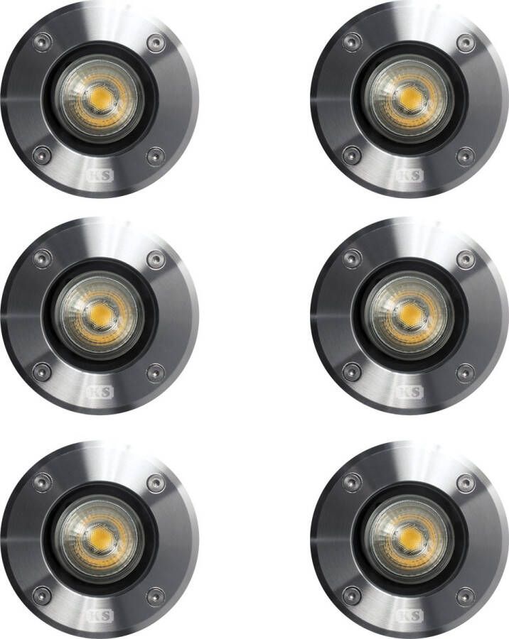 KS Verlichting LED Grondspot RVS Ø11 voordelige set à 6 stuks robuuste spots