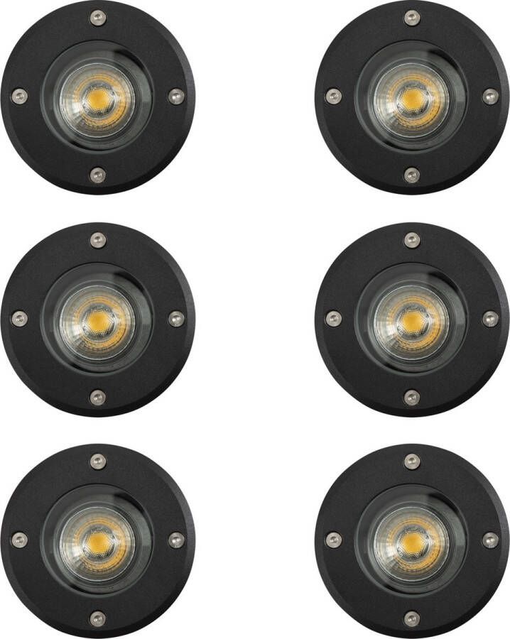 KS Verlichting Grondspot LED Ø11 Rond Zwart set (6-stuks)