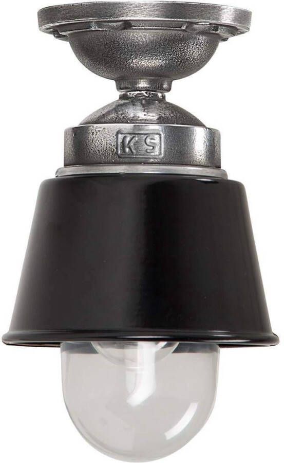 KS Verlichting Plafondlamp Kostas zwart aluminium E27 binnen en verandalamp
