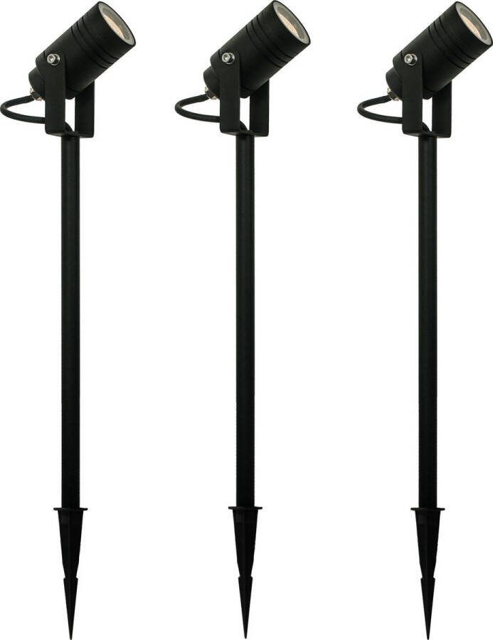 KS Verlichting Tuinspot zwart Beamy L set 3 stuks
