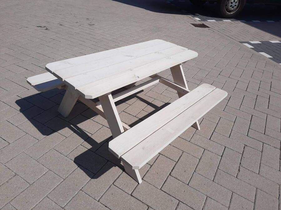 KSM-Steigerhout Kinderpicknicktafel “Nikki” van White Wash steigerhout geschikt voor 2 tot 4 kinderen