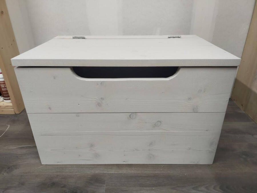 KSM-Steigerhout Speelgoedkist ''Groot'' van White Wash steigerhout 50x80x51cm