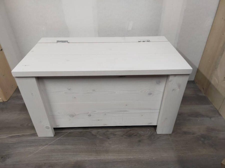 KSM-Steigerhout Speelgoedkist ''Middel'' van White Wash steigerhout 46x80x44 cm