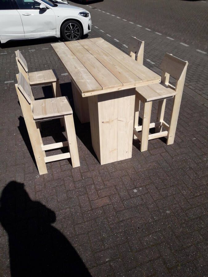 KSM-Steigerhout Statafel set “Malibu” van Nieuw steigerhout 76x180cm 7 delige barset