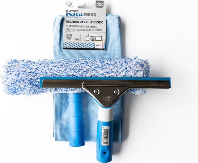 KT Cleaning Ramen wassen set Raamwisser 25cm Inwasser 25cm Microvezeldoekjes