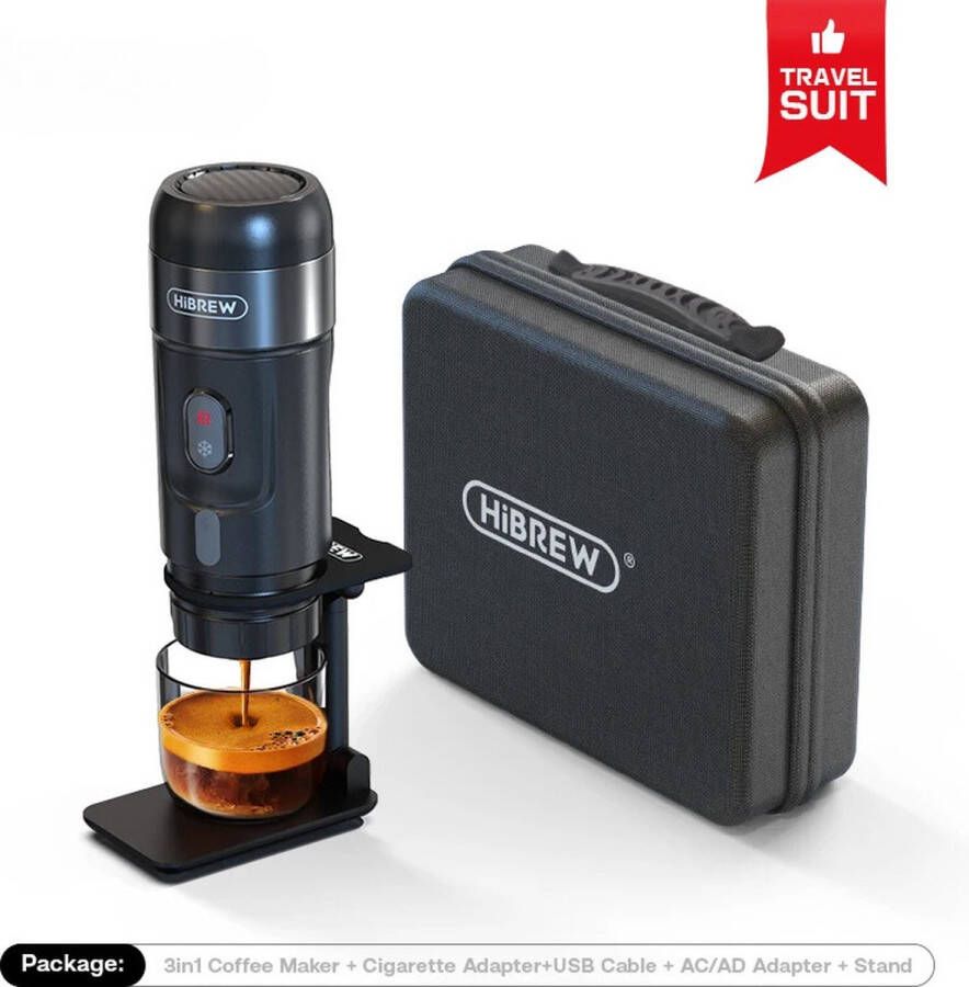 KTN Draagbare Koffiezetapparaat Koffiemachine Espresso Onderweg Auto Warm en Koud Lichtgewicht Reistas 3 in 1 Nespresso Capsules Dolce Gusto Capsules Gemalen Koffie Zwart