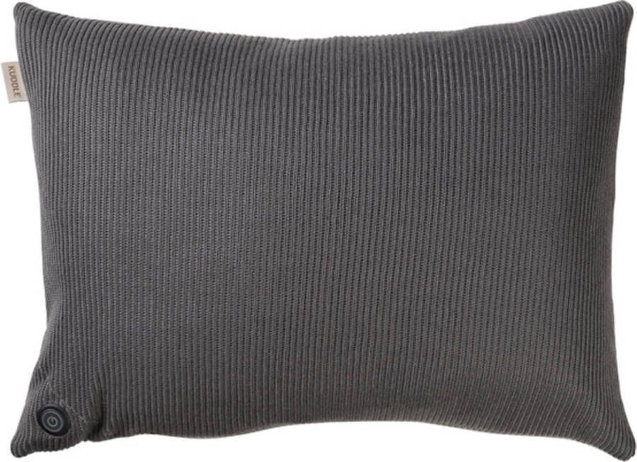 Kuddle Warmtekussen Elektrisch 45x60cm Knitted &apos;Cozy Grey&apos; Draadloos & Oplaadbaar Inclusief Powerbank