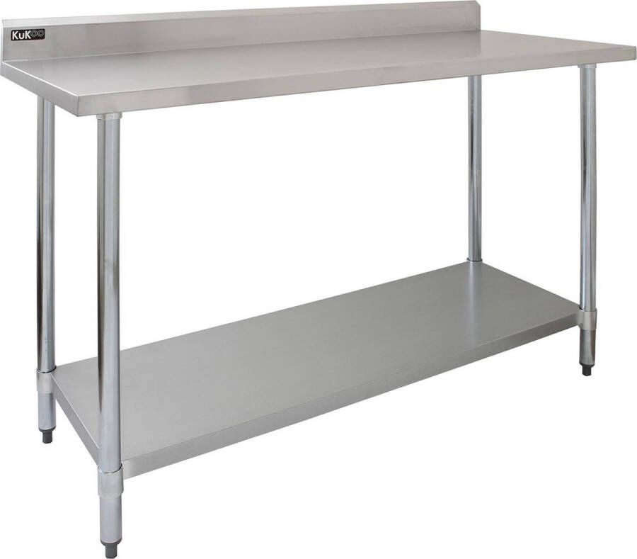 Monster Shop Kukoo Rvs Werktafel Met Opstaande Rand En Bodemschap 150cm