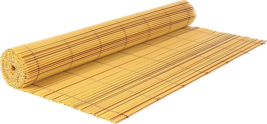 Kunstpalm Kunst Rieten Balkonscherm Deluxe Naturel 100cm x 300cm kunststof rieten balkonhek rieten hek tuinscherm balkonscherm