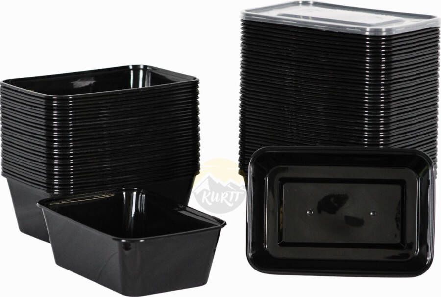 Kurtt 100 stuks 750ml Meal prep bakjes Maaltijdbakjes 1-voudig magnetronbakjes vershoudbakje herbruikbaar plastic bakje magnetronbestendig vaatwasmachinebestendig en herbruikbaar klik dekselsluiting BPA-vrij
