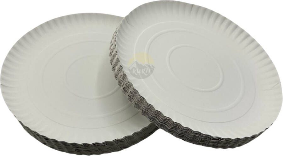 Kurtt 100 stuks papieren borden Ø 28 cm kartonnen borden wegwerp borden papieren schaaltjes -wegwerpservies taartborden feestborden papieren borden gebaksbordjes