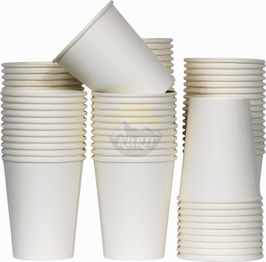 Kurtt 100 stuks wit koffiebekers wit Kartonnen bekers 200ml voordeelpak koffie bekers wegwerp papieren bekers drank bekers milieuvriendelijk drinkbekers