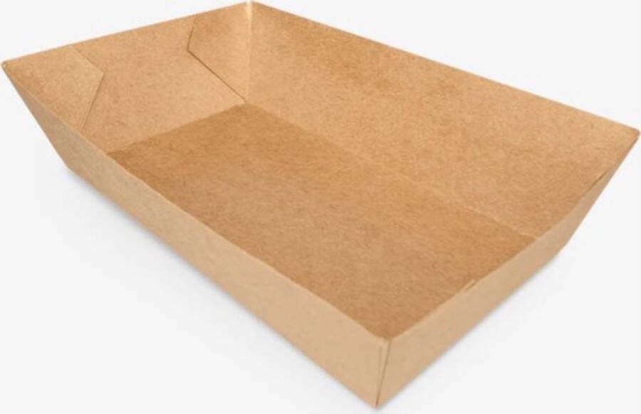 Kurtt 500 stuks friet snack bakjes bruin A14 Patat Take Away To go eat golfkarton bakjes Barbecue Feest Wegwerp bakjes Snackbakjes