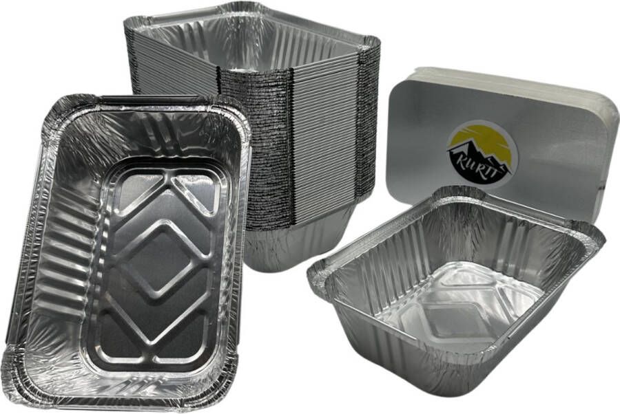 Kurtt Aluminiumbakje 911 ml ZONDER deksel 100x aluminium wegwerpbakjes aluminiumbakjes ovenschalen eten vers warm bewaren