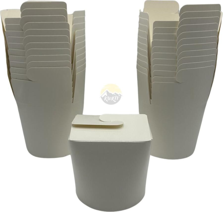 Kurtt Noodle Box met vouwdeksel Wit 50 stuks 26oz 750ml Asian Food Dönerbox Wok to go beker Take Away container Lunchbox
