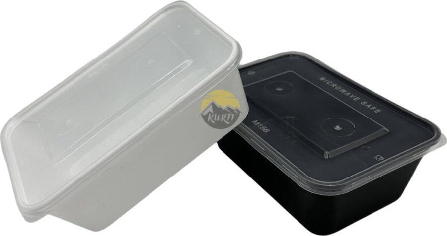 Kurtt magnetronbakjes met deksel meal prep bakjes 750ml 25x zwart 25x wit video