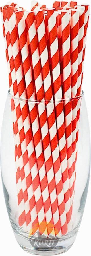 Kurtt Papieren rietjes 400 stuks 197x8mm Cocktailrietjes geschikt voor feestjes bruiloften verjaardagen bar restaurant smoothiebekers papieren rietjes rood wit