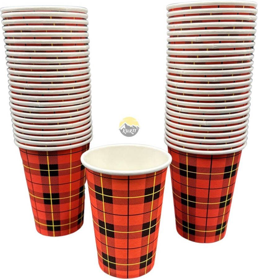 Kurtt Scotty bekers koffiebekers Schotse Ruit 7oz 180cc – 5000 stuks extra sterk- lekvrij