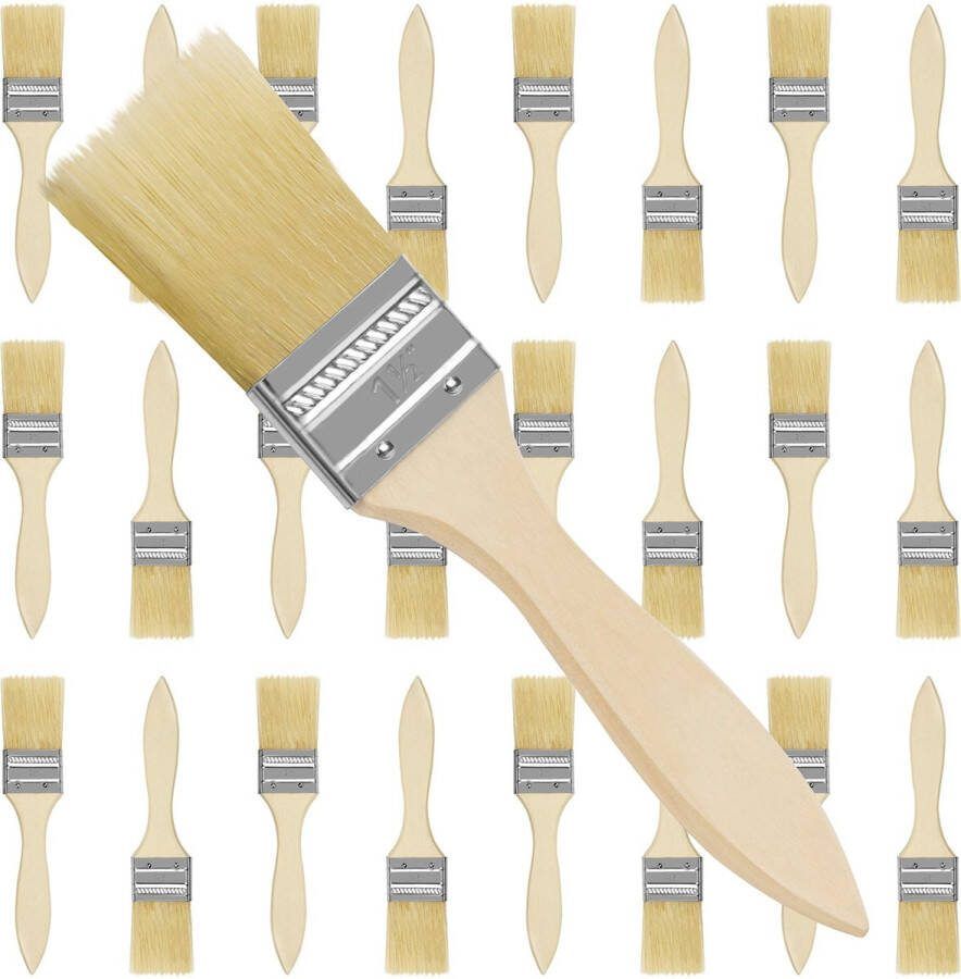 Kurtzy 24 Pak Verfkwasten – Kwastkop 38 1mm & Totale Kwast 5cm – Geschikt Vieze Klusjes die Chip Painting Siliconen Gesso Stainen Vernissen en Lijmen Bevatten