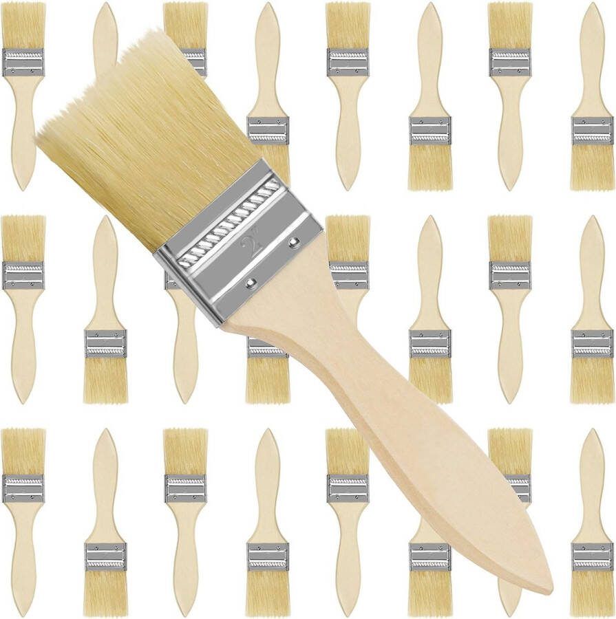 Kurtzy 5 08cm Verf Kwasten (24 pak) – Professioneel Houten Handvat Kwasten Set Voor Verf Stainen Vernissen Lijmen en Huis DIY