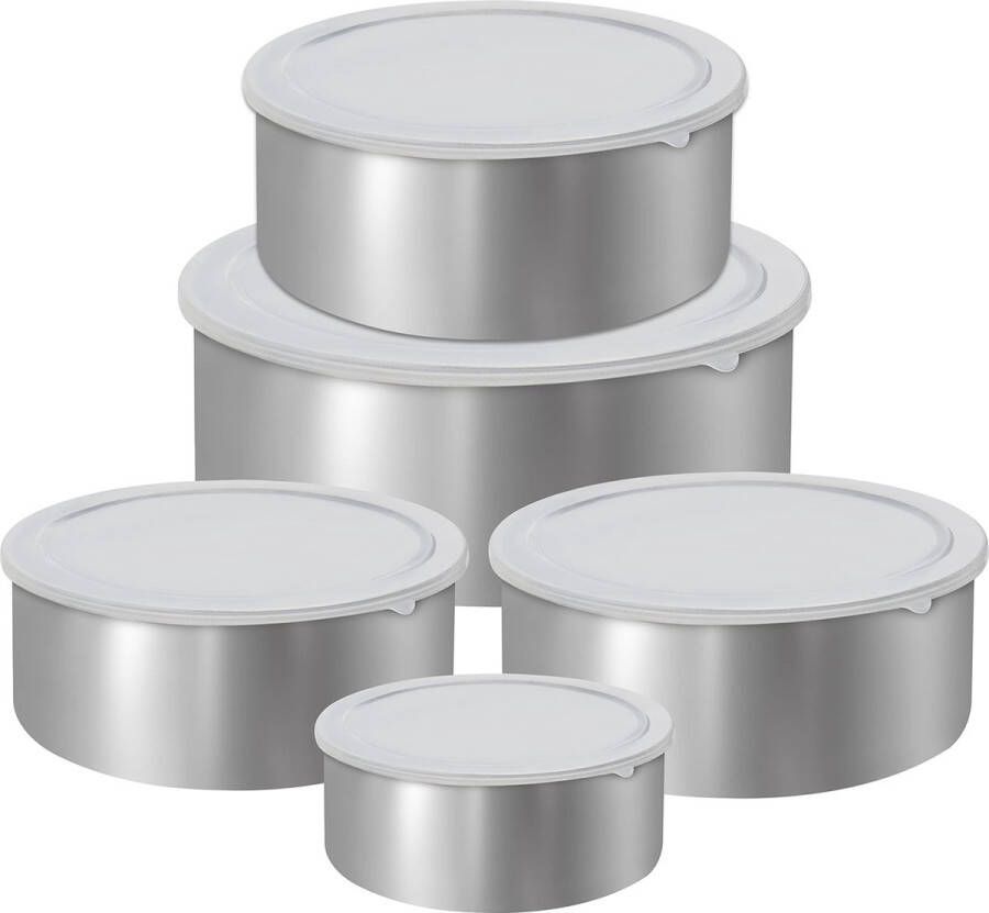 Kurtzy Roestvrij Stalen Voedsel Opslag Containers (5 Pak) – Herbruikbare Mix Kommen met Lekvrije Deksels – Meal Prep Lunch Doosjes voor Koken – Voedsel & Snack Opslag Set voor School en Keuken
