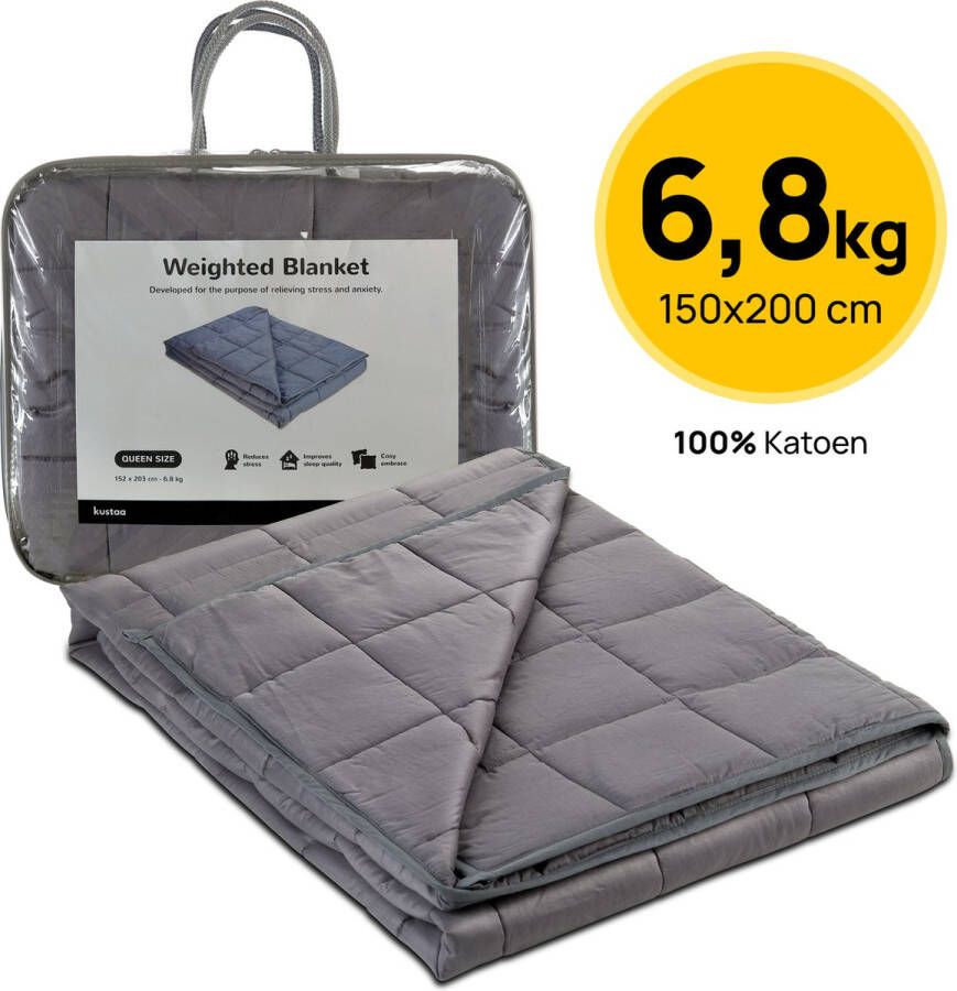 Kustaa Verzwaringsdeken 6 8kg 152x203cm 100% Katoen Zwaartedeken Kalmeringsdeken Weighted Blanket Anti Stres