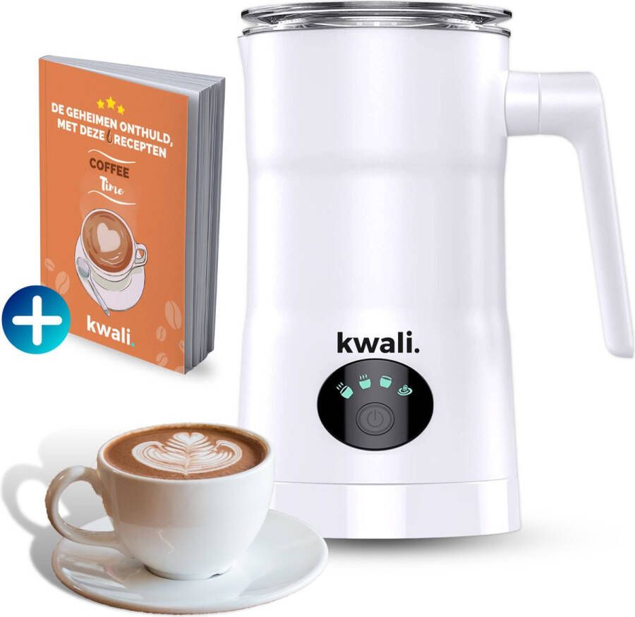 Kwali. Premium Melkopschuimer Electrisch 4-in-1 Melkschuimer Milk Frother Opschuimer Mat Wit