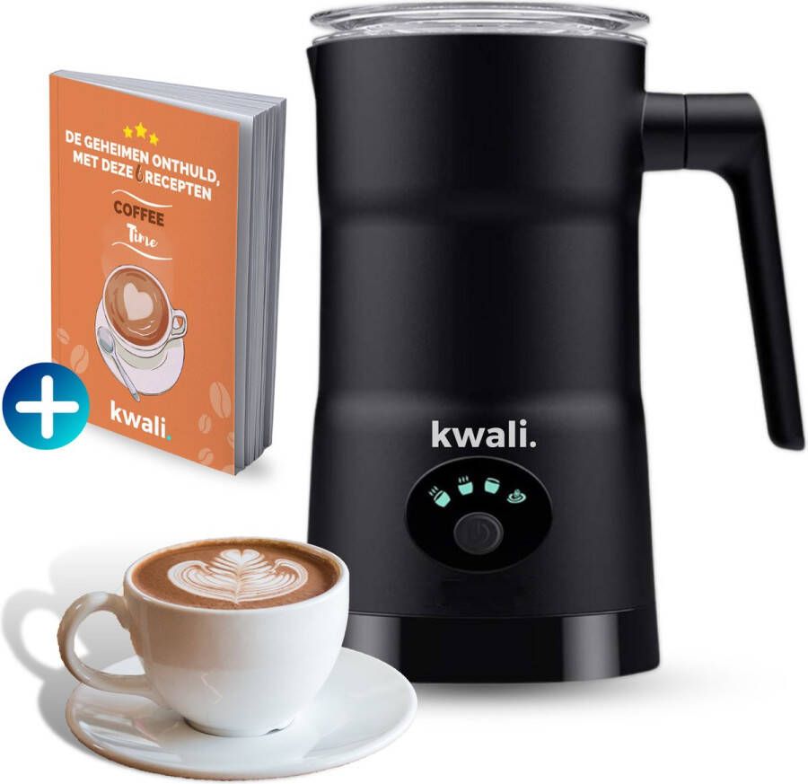 Kwali. Premium Melkopschuimer Electrisch 4-in-1 Melkschuimer Milk Frother Opschuimer Mat Zwart