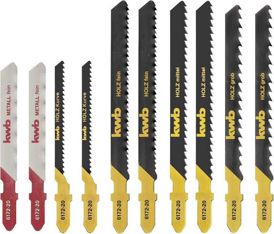 KWB 10-delige steekzaagbladenset enkele nokkenas universele set voor metalen en hout sets