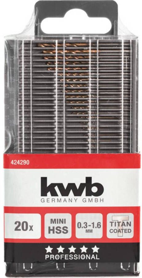 KWB 424290 HSS titanium Metaal-spiraalboorset 20-delig M2 DIN 338 Cilinderschacht 1 stuk(s)