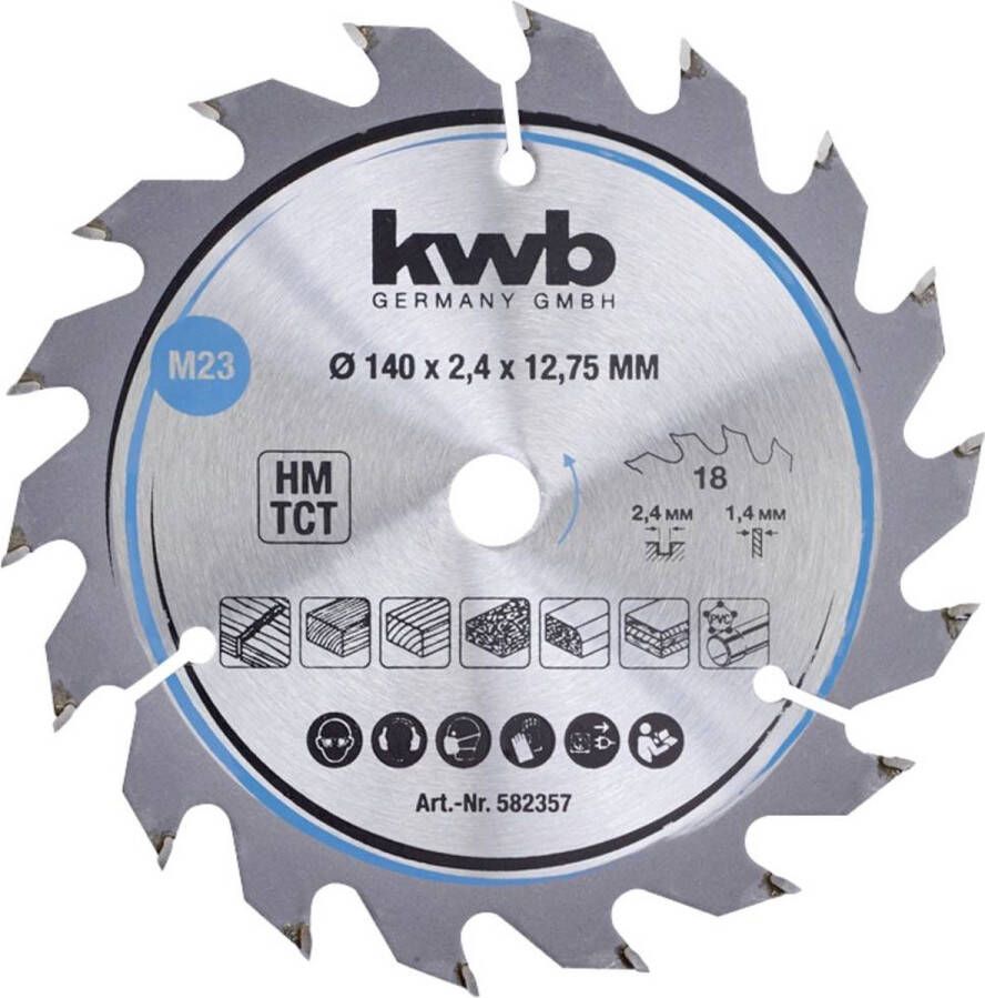 KWB 582357 Hardmetaal-cirkelzaagblad 140 x 12.75 mm 1 stuk(s)