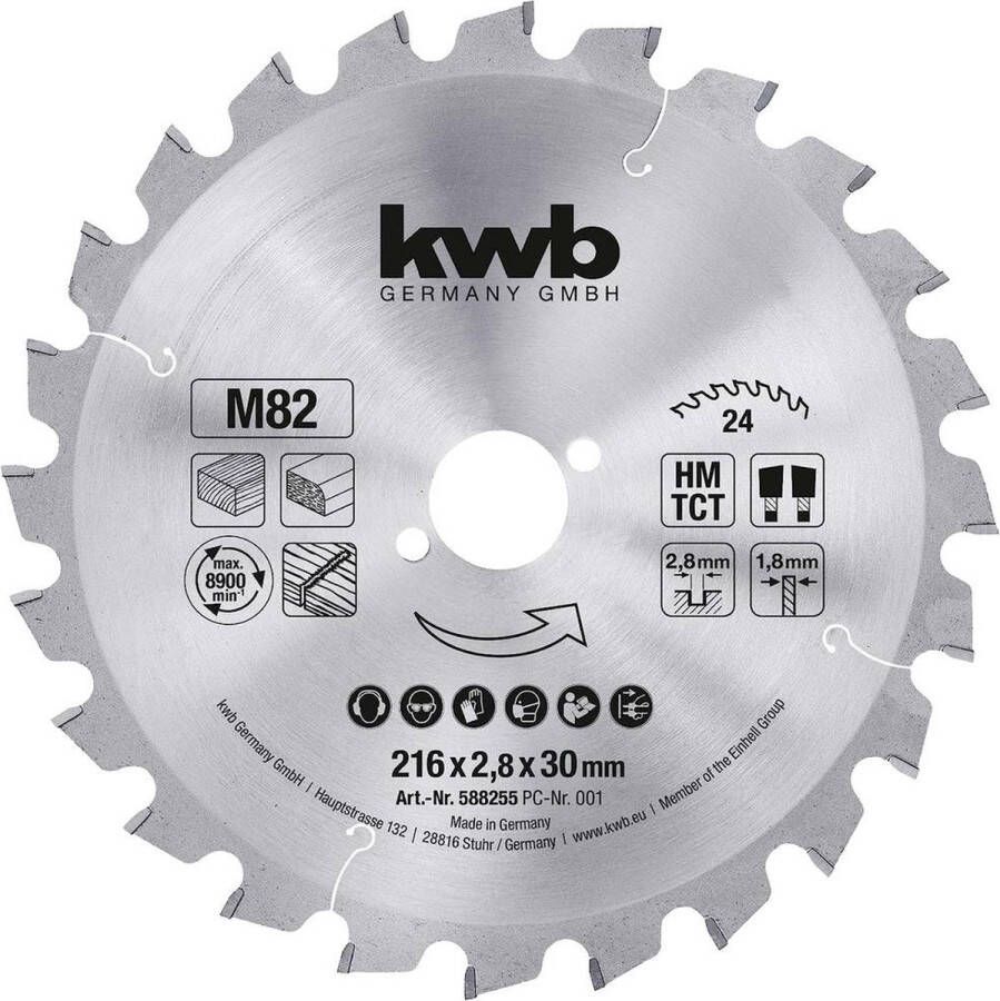 KWB 588255 Cirkelzaagblad 216 x 30 mm 1 stuk(s)