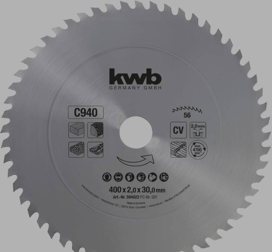 KWB 594022 Cirkelzaagblad 400 x 30mm 56 Tanden 2mm 1 stuk