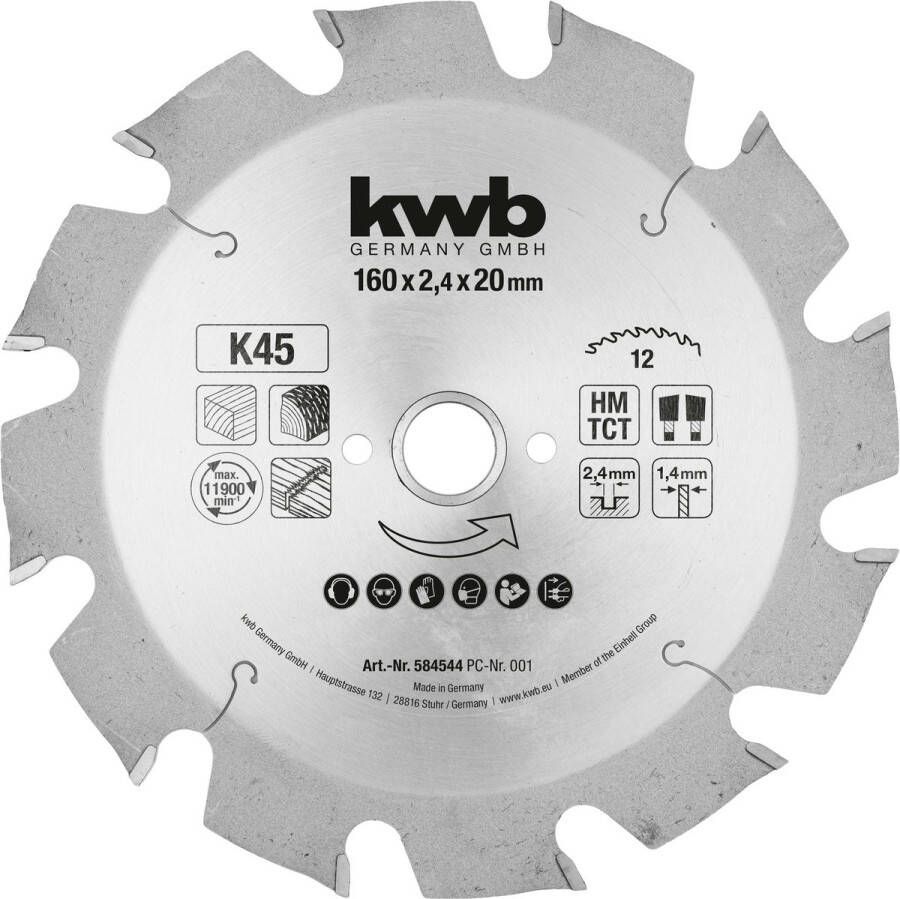 KWB Cirkelzaagblad 160 x 20.0 mm K45 1 stuk