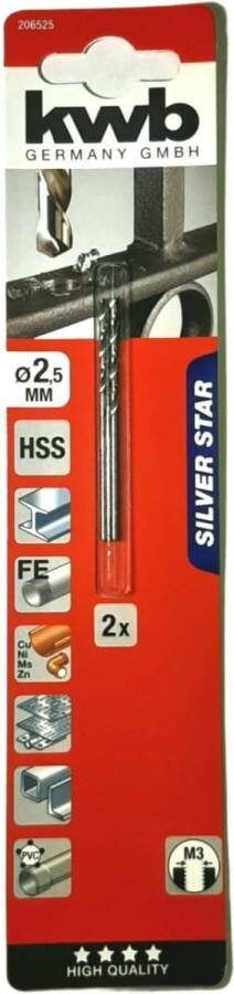 KWB HSS Metaalboor Silver Star 2.5 2 stuks