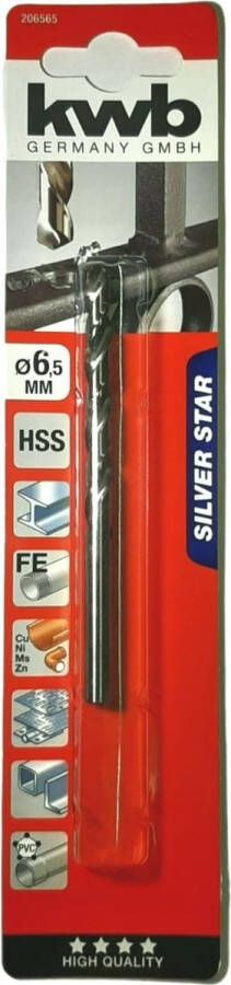 KWB HSS Silverstar Metaalboor op Kaart 6 5 mm