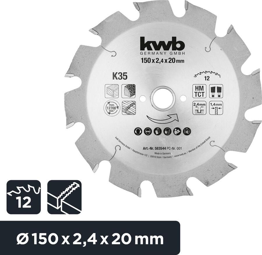 KWB 583544 Cirkelzaagblad 150 x 20 mm 1 stuk