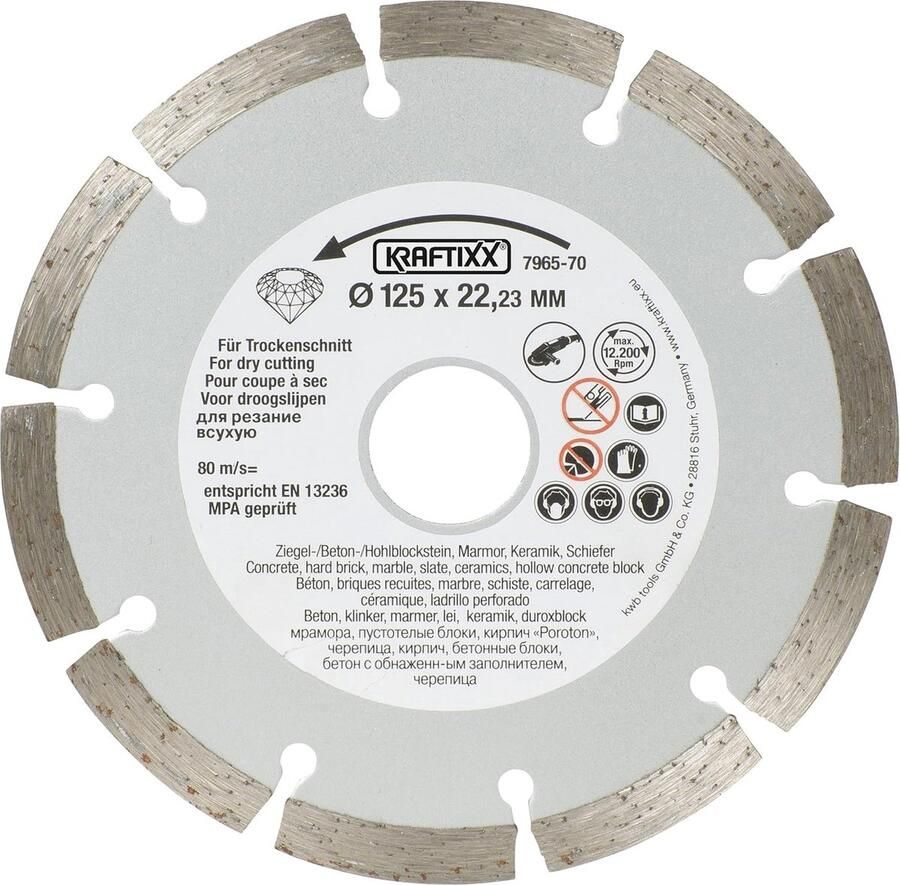 KWB Kraftixx Dia-doorslijpschijf Zilver Lijn Ø 125 mm 125 mm x 22 mm cirkelzaagblad