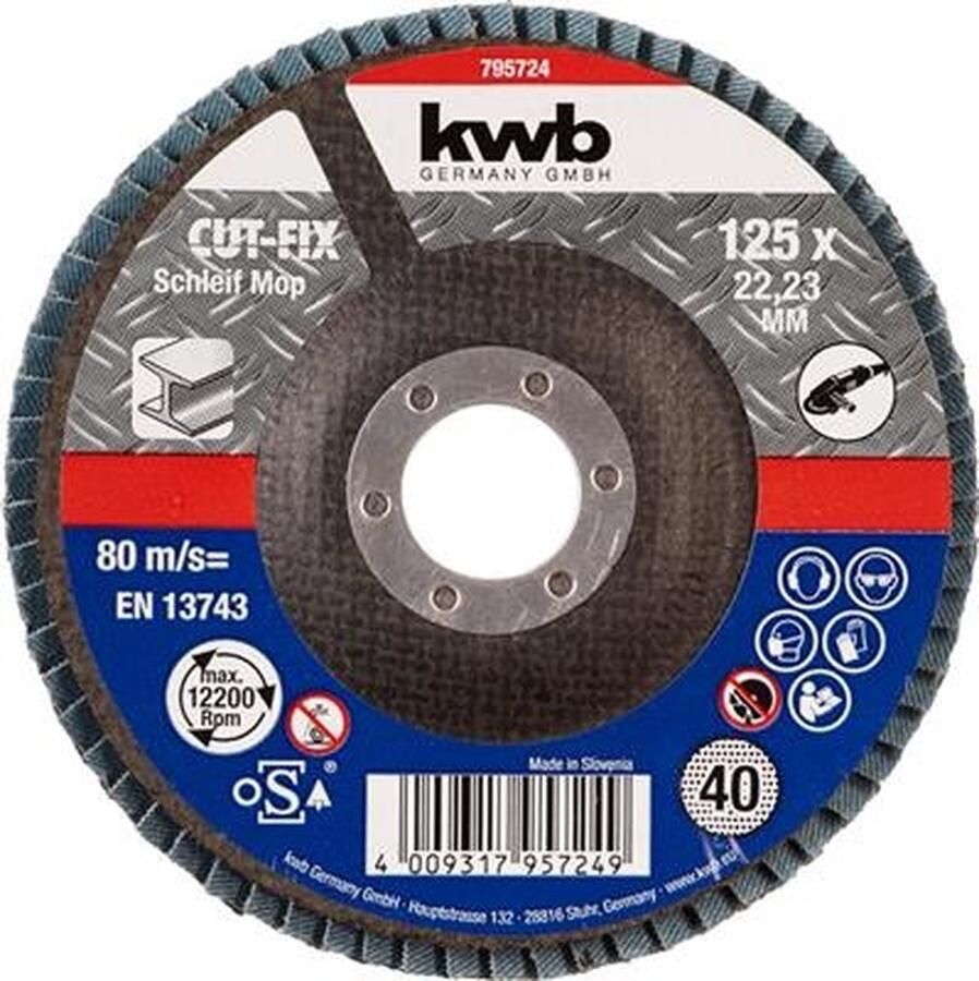 KWB Schuurlamellen schijf Slijpmop Cut-Fix 125mm Korrel K40