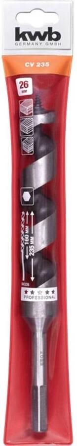 KWB slangenboor Ø 26 x 235 mm Centreerpunt Professional line Zeskantschacht 042226