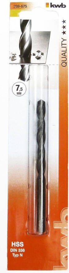 KWB Quality *** HSS DIN 338 Typ N Spiraalboor 7 5 mm (209675)